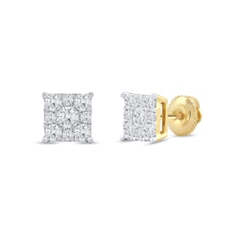 0.69 CT. T.W. Certified Lab-Grown Diamond Frame Square Stud Earrings in 10K Gold (F/SI2)