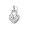 Thumbnail Image 1 of 0.10 CT. T.W. Certified Lab-Grown Diamond Heart Lock Necklace Charm in Sterling Silver (F/SI2)