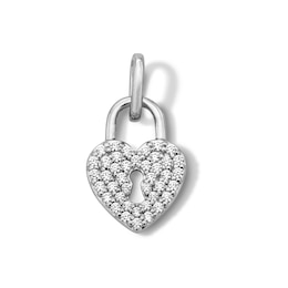 0.10 CT. T.W. Certified Lab-Grown Diamond Heart Lock Necklace Charm in Sterling Silver (F/SI2)