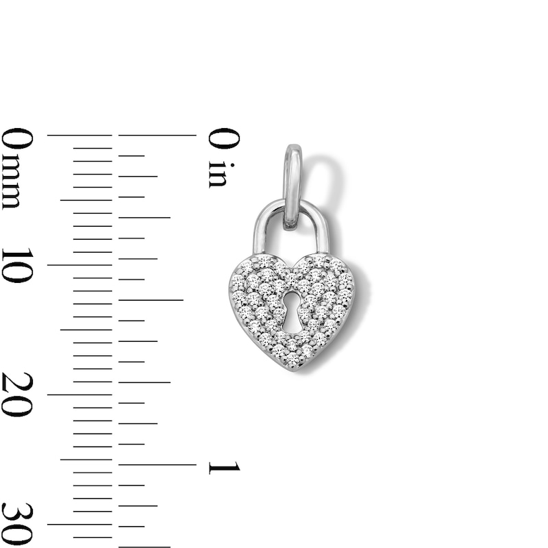Main Image 2 of 0.10 CT. T.W. Certified Lab-Grown Diamond Heart Lock Necklace Charm in Sterling Silver (F/SI2)