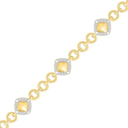 0.45 CT. T.W. Diamond Frame Domed Station Bracelet in Sterling Silver with 24K Gold Vermeil
