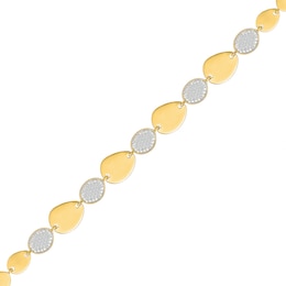 0.29 CT. T.W. Diamond Oval and Teardrop Flat Link Bracelet in Sterling Silver with 24K Gold Vermeil - 7.25"