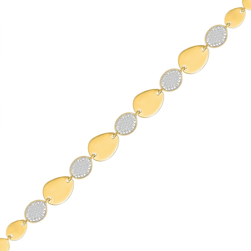 Main Image 1 of 0.29 CT. T.W. Diamond Oval and Teardrop Flat Link Bracelet in Sterling Silver with 24K Gold Vermeil - 7.25"