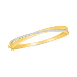 0.37 CT. T.W. Diamond Crossover Bangle Bracelet in Sterling Silver with 24K Gold Vermeil