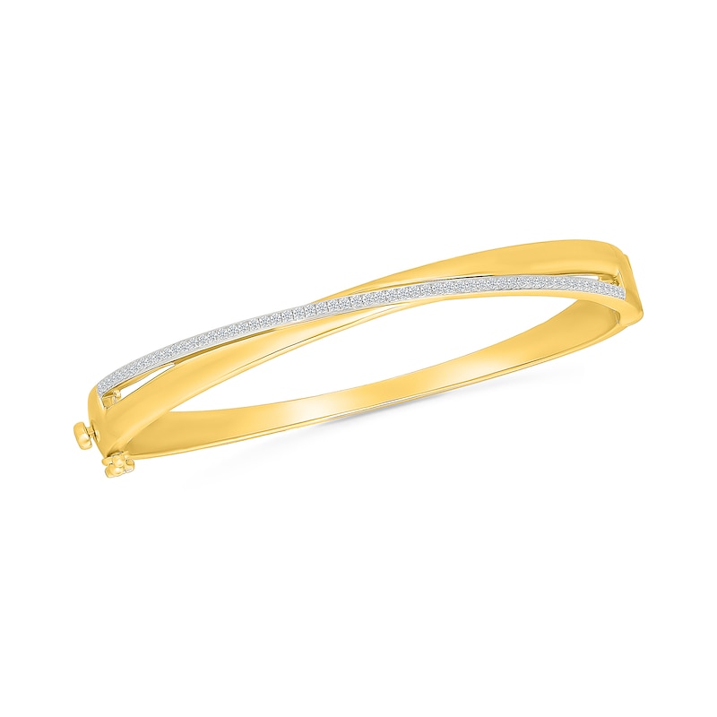 Main Image 1 of 0.37 CT. T.W. Diamond Crossover Bangle Bracelet in Sterling Silver with 24K Gold Vermeil