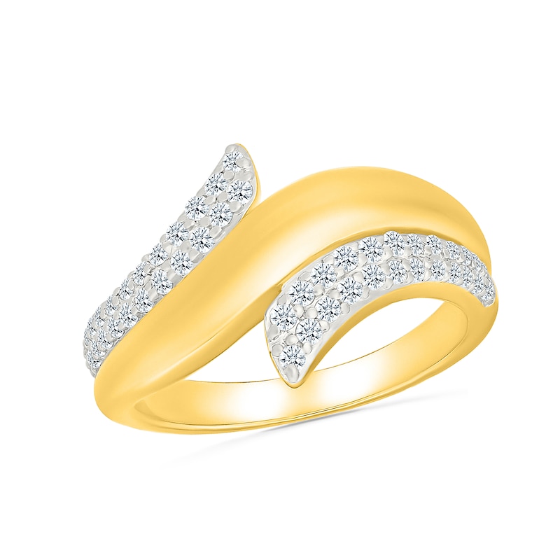 0.29 CT. T.W. Diamond Bypass Flare Ring Sterling Silver with 24K Gold Vermeil