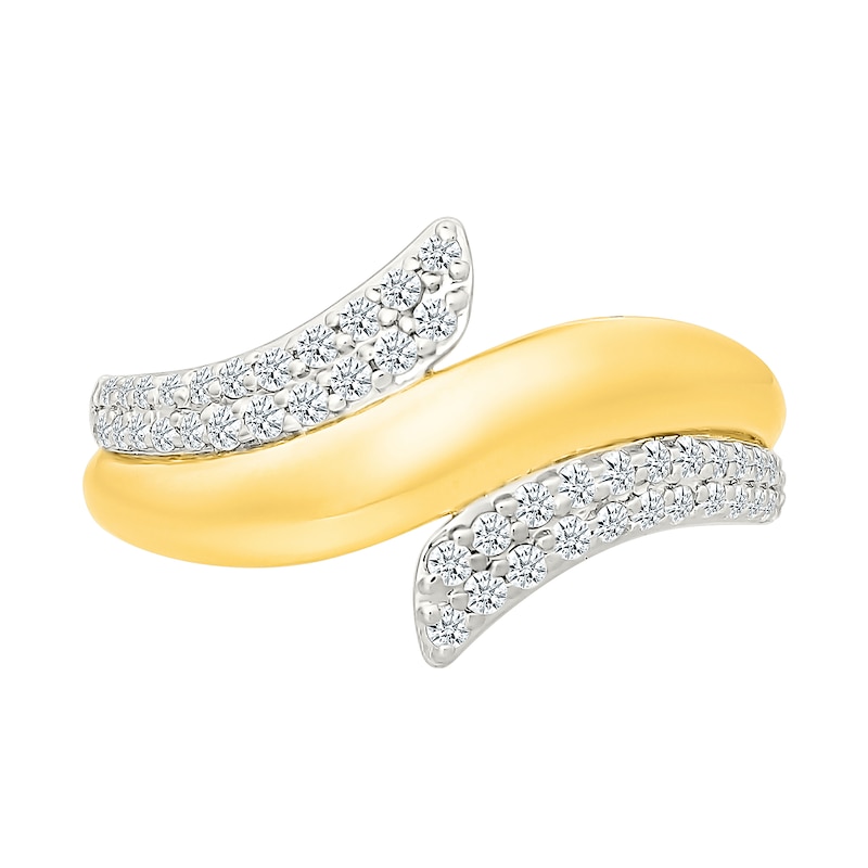 0.29 CT. T.W. Diamond Bypass Flare Ring Sterling Silver with 24K Gold Vermeil