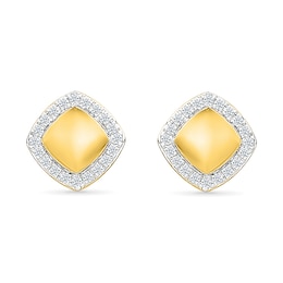 0.15 CT. T.W. Diamond Frame Domed Stud Earrings in Sterling Silver with 24K Gold Vermeil