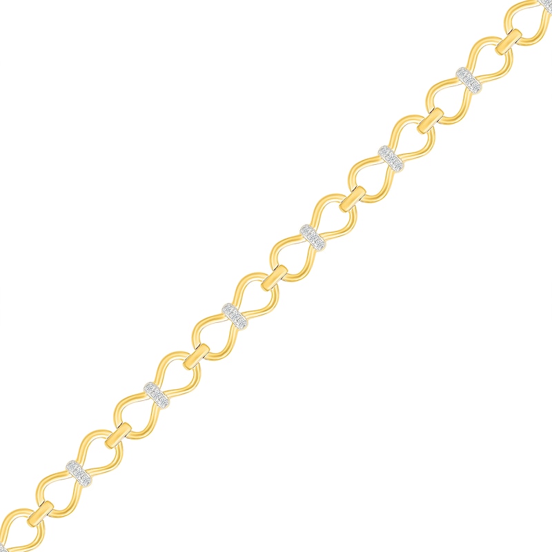 Main Image 1 of 0.18 CT. T.W. Diamond Bow Link Bracelet in Sterling Silver with 24K Gold Vermeil
