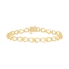 Thumbnail Image 2 of 0.18 CT. T.W. Diamond Bow Link Bracelet in Sterling Silver with 24K Gold Vermeil