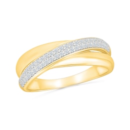 0.23 CT. T.W. Diamond Crossover Ring in Sterling Silver with 24K Gold Vermeil