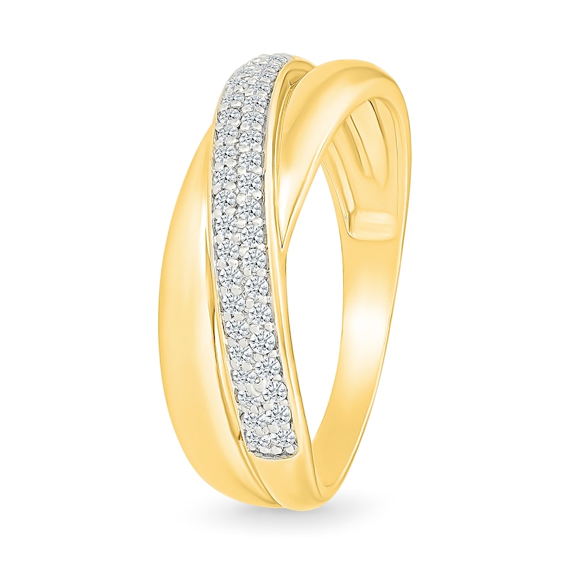 0.23 CT. T.W. Diamond Crossover Ring Sterling Silver with 24K Gold Vermeil