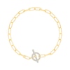 Thumbnail Image 1 of 0.18 CT. T.W. Diamond Toggle Paper Clip Chain Bracelet in Sterling Silver with 24K Gold Vermeil - 7.5"