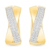 Thumbnail Image 1 of 0.37 CT. T.W. Diamond Crossover Hoop Earrings in Sterling Silver with 24K Gold Vermeil