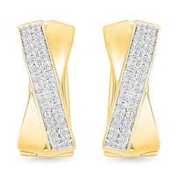 0.37 CT. T.W. Diamond Crossover Hoop Earrings in Sterling Silver with 24K Gold Vermeil