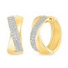 Thumbnail Image 2 of 0.37 CT. T.W. Diamond Crossover Hoop Earrings in Sterling Silver with 24K Gold Vermeil