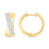 Thumbnail Image 3 of 0.37 CT. T.W. Diamond Crossover Hoop Earrings in Sterling Silver with 24K Gold Vermeil