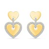 Thumbnail Image 1 of 0.23 CT. T.W. Diamond-Framed Heart Dangle Earrings in Sterling Silver with 24K Gold Vermeil