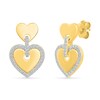Thumbnail Image 2 of 0.23 CT. T.W. Diamond-Framed Heart Dangle Earrings in Sterling Silver with 24K Gold Vermeil