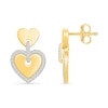 Thumbnail Image 3 of 0.23 CT. T.W. Diamond-Framed Heart Dangle Earrings in Sterling Silver with 24K Gold Vermeil