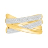 Thumbnail Image 2 of 0.45 CT. T.W. Diamond Double Crossover Ring in Sterling Silver with 24K Gold Vermeil