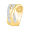 Thumbnail Image 3 of 0.45 CT. T.W. Diamond Double Crossover Ring in Sterling Silver with 24K Gold Vermeil