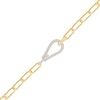 Thumbnail Image 1 of 0.15 CT. T.W. Diamond Teardrop Link Paper Clip Chain Bracelet in Sterling Silver with 24K Gold Vermeil - 7.5"