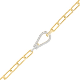 0.15 CT. T.W. Diamond Teardrop Link Paper Clip Chain Bracelet in Sterling Silver with 24K Gold Vermeil - 7.5"
