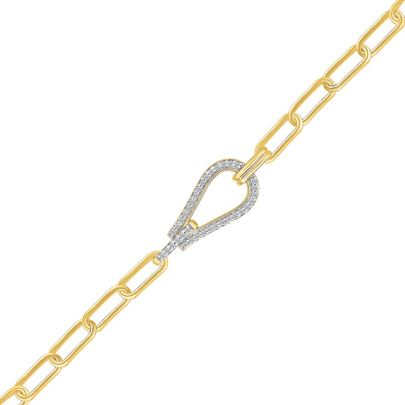 Main Image 1 of 0.15 CT. T.W. Diamond Teardrop Link Paper Clip Chain Bracelet in Sterling Silver with 24K Gold Vermeil - 7.5"