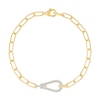 Thumbnail Image 2 of 0.15 CT. T.W. Diamond Teardrop Link Paper Clip Chain Bracelet in Sterling Silver with 24K Gold Vermeil - 7.5"