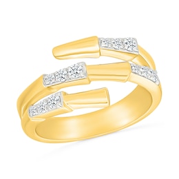 0.23 CT. T.W. Diamond Segment Bypass Ring in Sterling Silver with 24K Gold Vermeil