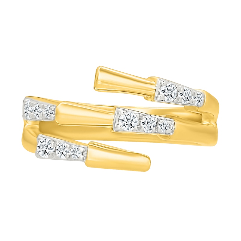 0.23 CT. T.W. Diamond Segment Bypass Ring Sterling Silver with 24K Gold Vermeil