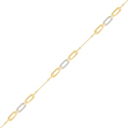 0.18 CT. T.W. Diamond Chain and Link Bracelet in Sterling Silver with 24K Gold Vermeil - 7.5"