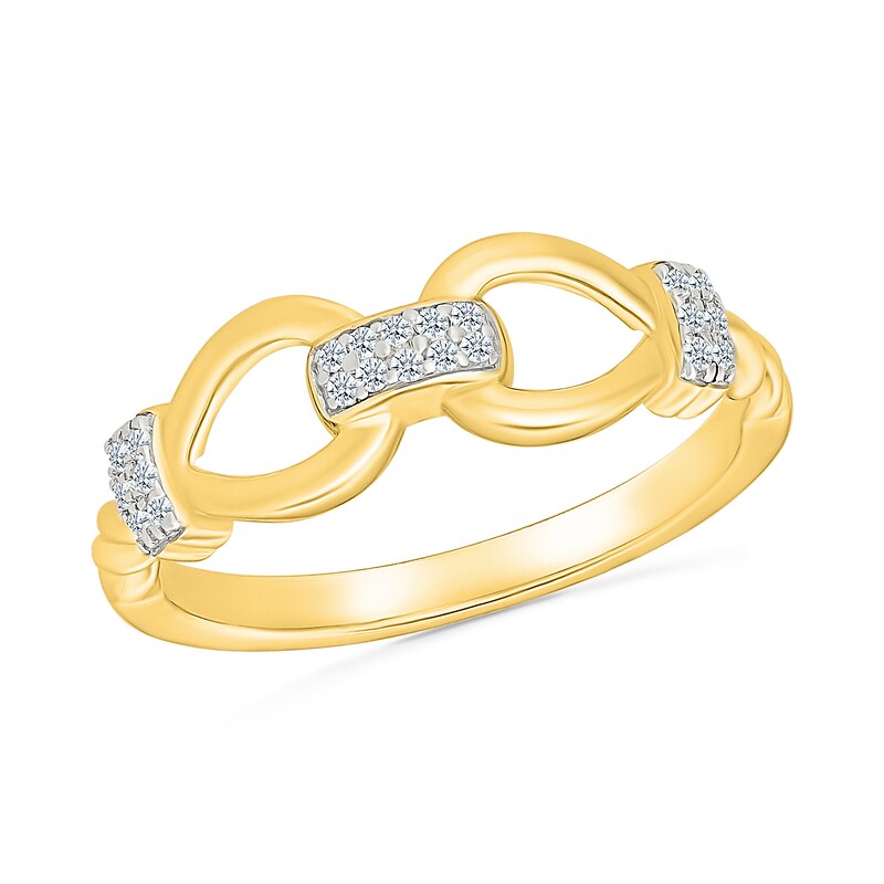 Main Image 1 of 0.06 CT. T.W. Diamond Teardrop Link Ring in Sterling Silver with 24K Gold Vermeil