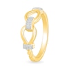 Thumbnail Image 2 of 0.06 CT. T.W. Diamond Teardrop Link Ring in Sterling Silver with 24K Gold Vermeil
