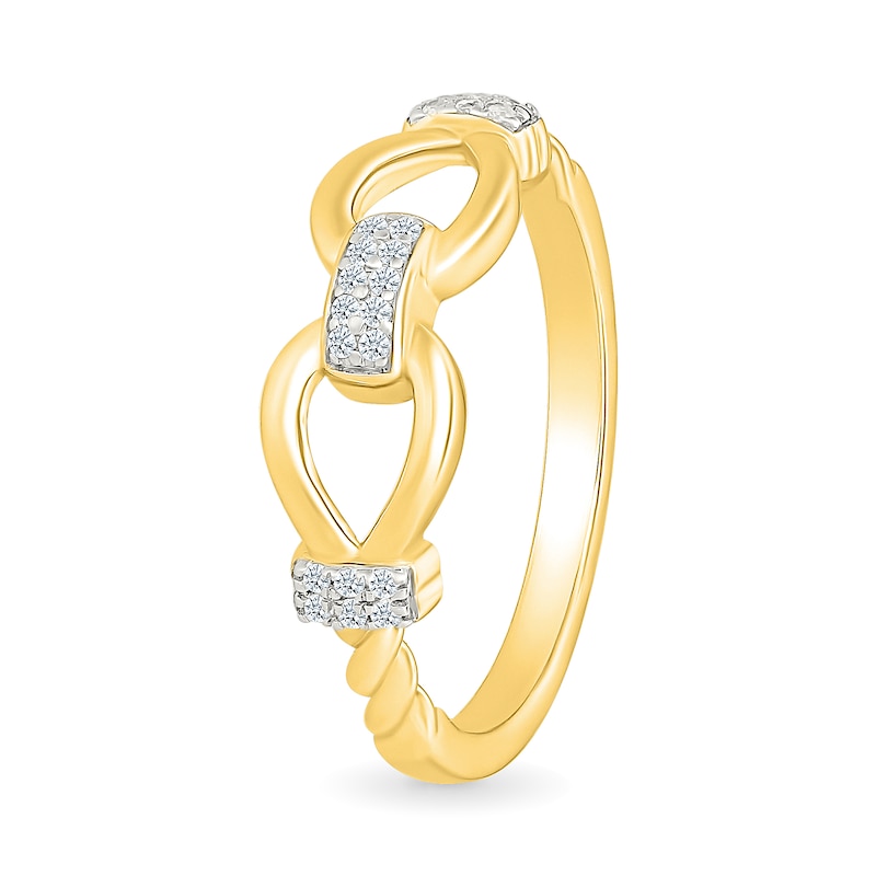 Main Image 2 of 0.06 CT. T.W. Diamond Teardrop Link Ring in Sterling Silver with 24K Gold Vermeil