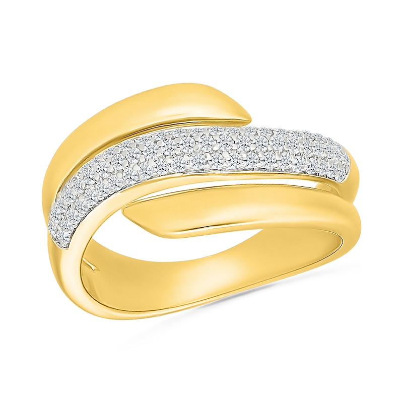 0.29 CT. T.W. Diamond Bypass Flare Ring Sterling Silver with 24K Gold Vermeil