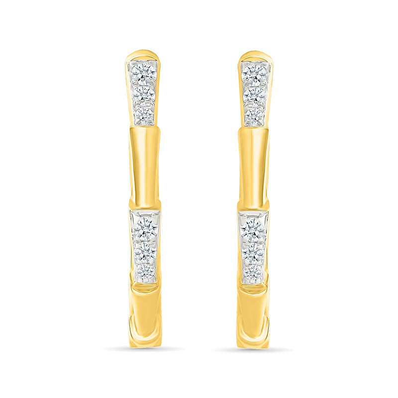 Main Image 1 of 0.23 CT. T.W. Diamond Segment Hoop Earrings in Sterling Silver with 24K Gold Vermeil