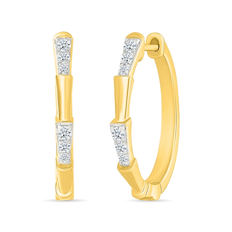 Main Image 2 of 0.23 CT. T.W. Diamond Segment Hoop Earrings in Sterling Silver with 24K Gold Vermeil