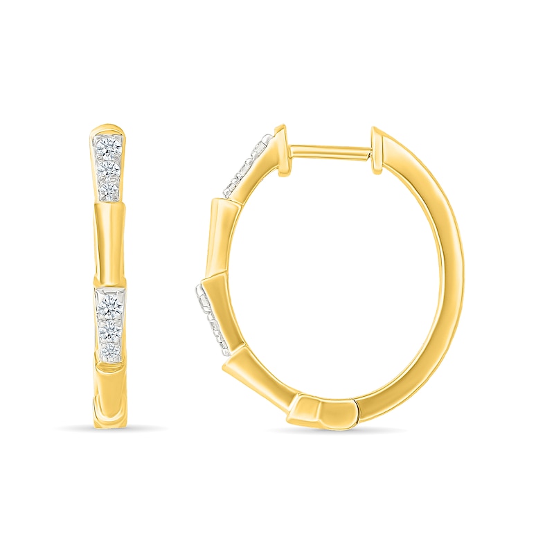 Main Image 3 of 0.23 CT. T.W. Diamond Segment Hoop Earrings in Sterling Silver with 24K Gold Vermeil