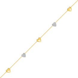 0.25 CT. T.W. Diamond Cable Chain Bracelet in Sterling Silver with 24K Yellow Gold Plate - 7.5"