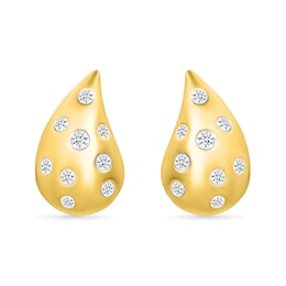 0.15 CT. T.W. Diamond Scatter Puffed Teardrop Earrings in Sterling Silver with 24K Gold Vermeil