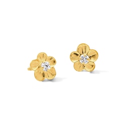 Child’s Cubic Zirconia Flower Stud Earrings in 14K Gold