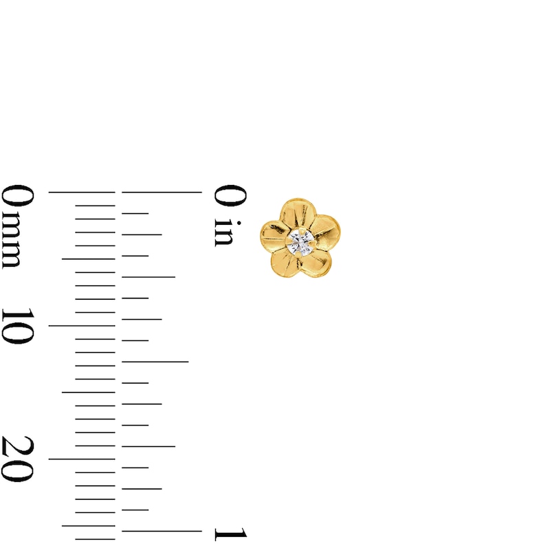 Child's Cubic Zirconia Flower Stud Earrings in 14K Gold