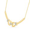 Thumbnail Image 2 of 0.15 CT. T.W. Diamond Teardrop Links Curved Bar Necklace in Sterling Silver with 24K Gold Vermeil