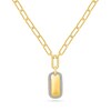 Thumbnail Image 1 of 0.18 CT. T.W. Diamond Framed Domed Paper Clip Dangle Necklace in Sterling Silver with 24K Gold Vermeil
