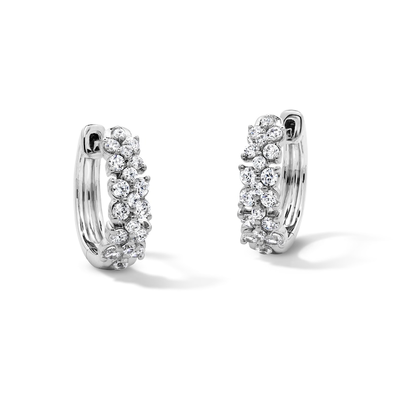 Main Image 1 of 0.50 CT. T.W. Certified Lab-Grown Diamond Huggie Hoop Earrings in Sterling Silver (F/VS2)