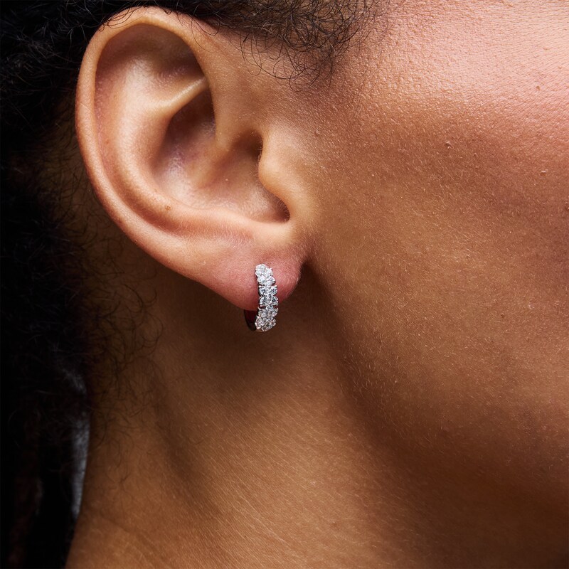 Main Image 2 of 0.50 CT. T.W. Certified Lab-Grown Diamond Huggie Hoop Earrings in Sterling Silver (F/VS2)