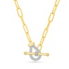 Thumbnail Image 1 of 0.23 CT. T.W. Diamond Teardrop Toggle Paper Clip Chain Necklace in Sterling Silver with 24K Gold Vermeil