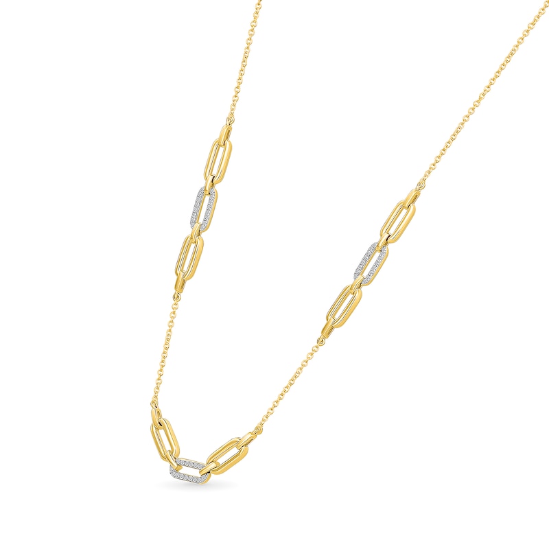 Main Image 2 of 0.23 CT. T.W. Diamond Chain and Link Necklace in Sterling Silver with 24K Gold Vermeil